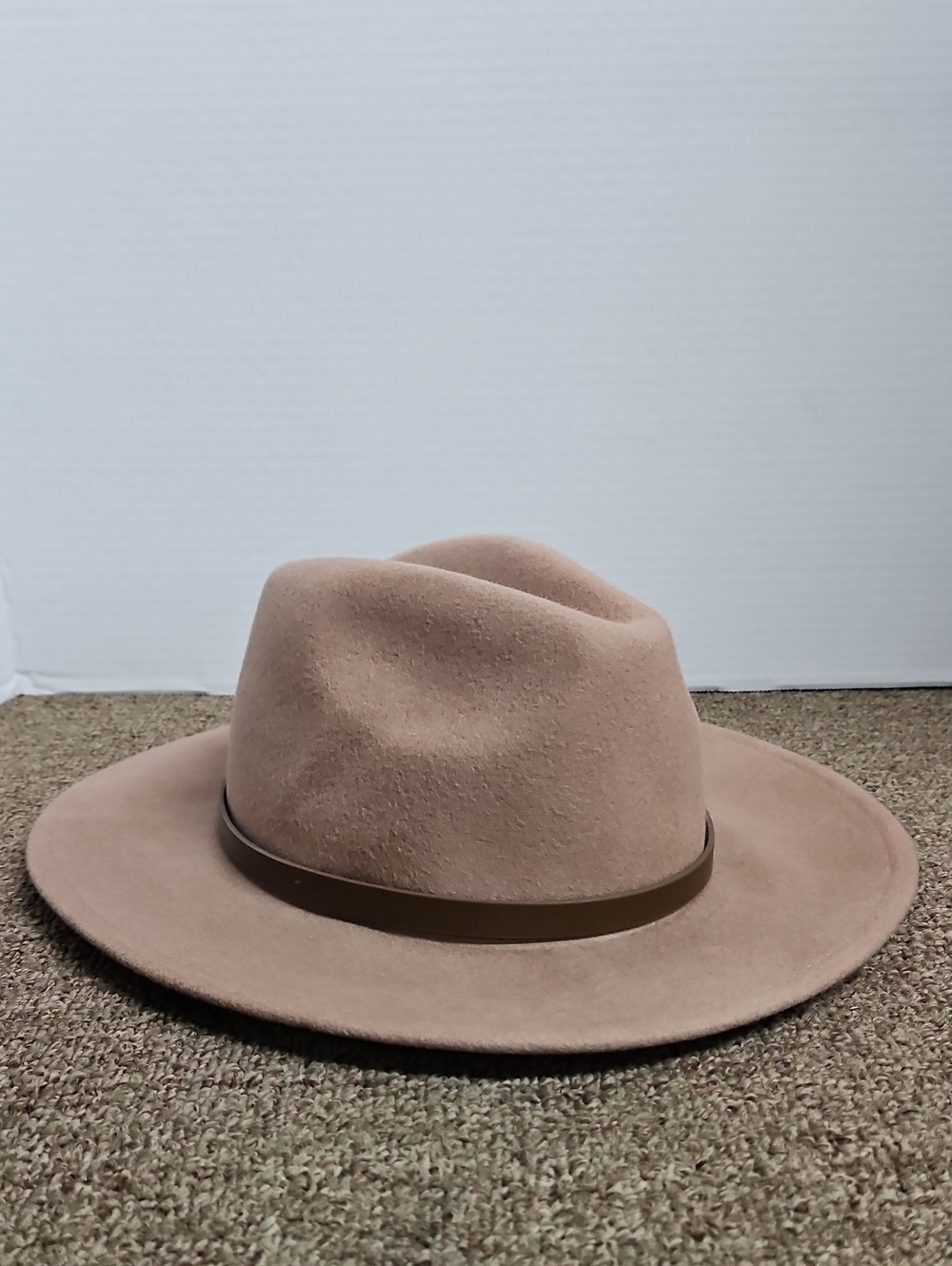 Free People Tan Wool Fedora Hat Rusty Pink OS